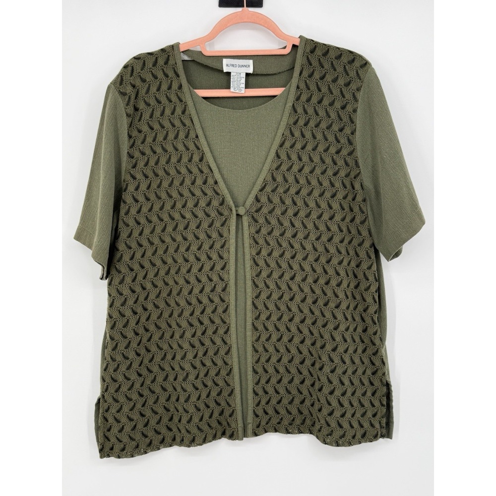 Alfred Dunner Womens Green Short Sleeve Top 20W